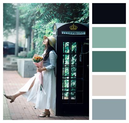 Street Telephone Booth Woman Image